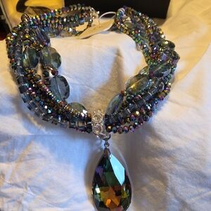 Iridescent Crystal Statement Necklace. Dena G.